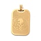 304 Stainless Steel Pendants, Rectangle with Skull Charm, Golden, 35x23.5x1mm, Hole: 7.5x4mm