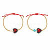 2Pcs 2 Colors Dyed Synthetic Turquoise Cross and Glass Heart Braided Bead Bracelets for Women PE0777-21-1