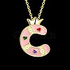 Fashion Tin Alloy Enamel Initial Pendant Necklaces NJEW-BB20985-C-7