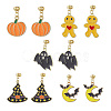 Halloween Theme Alloy Enamel Dangle Stud Earrings EJEW-JE05247-1