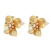 Brass Micro Pave Clear Cubic Zirconia Flower Stud Earrings EJEW-D337-04G-4