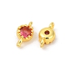 Brass Cubic Zirconia Flat Round Connector Charms KK-H204-02G-05-2