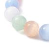 Dyed Natural Selenite Round Beaded Stretch Bracelet BJEW-JB09411-01-3