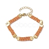 Braided Waxed Polyester Rectangle Link Chain Bracelets BJEW-JB10000-2