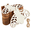 40Pcs Moth Unfinished Blank Wooden Pendants Set for Painting Arts AJEW-FH0006-65-1