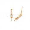 Brass Micro Pave Clear Cubic Zirconia Stud Earring Findings KK-S364-049-4