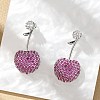 Cherry Brass Micro Pave Cubic Zirconia Stud Earrings EJEW-M077-12P-02-4
