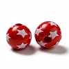 Independence Day Theme Printed Natural Wooden Beads WOOD-L020-B06-3