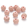 Painted Natural Wood Beads WOOD-N006-02A-03-1