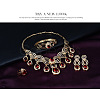 Teardrop Alloy Rhinestone Pendant Necklaces & Stud Dangle Earrings & Bangles & Rings Sets FS-WGBA23F-01-3