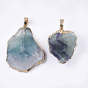 Electroplate Natural Fluorite Pendants G-T112-13E-2