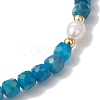 Natural Apatite & Cultured Freshwater Pearl Beads Stretch Bracelets for Women BJEW-JB12734-02-4