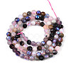 AB Color Plated Natural Garnet & Rose Quartz & Black Spinel & Amethyst & Quartz Crystal & Ice Obsidian Beads Strands G-T144-B07-07-2
