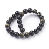 Natural Golden Sheen Obsidian Beads Strands G-C076-8mm-5-2