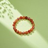 Natural Red Aventurine & Lampwork Evil Eye Round Beaded Stretch Bracelet BJEW-JB08713-04-2