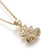 Brass Micro Pave Cubic Zirconia Pendant Necklaces NJEW-I230-23-3