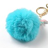 Imitation Rex Rabbit Fur Ball & PU Leather Unicorn Pendant Keychain KEYC-K018-01KCG-01-3