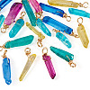 20Pcs Copper Wire Wrapped Natural Dyed Quartz Pendants PALLOY-TAC0247-3