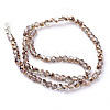 Faceted(32 Facets) Round Half Plated Electroplate Glass Beads Strands X-EGLA-J042-4mm-H03-2