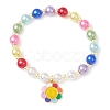 Acrylic Pearl Round Beaded Stretch Bracelets BJEW-JB11424-3