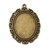 Tibetan Style Alloy Oval Big Pendant Cabochon Settings TIBEP-553-AB-FF-1