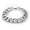 Non-Tarnish Men's 304 Stainless Steel Curb Chain Bracelets BJEW-G618-01P-1