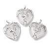 Natural Quartz Crystal Heart Pendant Rhinestone Settings G-K339-01P-05-1