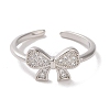 Brass Micro Pave Cubic Zirconia Open Cuff Ring RJEW-K256-58J-P-2