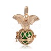Golden Plated Brass Hollow Round Cage Pendants KK-J252-02G-2