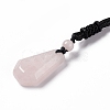 Natural Rose Quartz Hexagon Pendant Necklace with Nylon Cord NJEW-G094-A02-2
