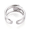 Brass Micro Pave Clear Cubic Zirconia Cuff Ring Settings KK-T076-56P-3