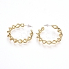 Semicircular Brass Stud Earrings EJEW-E196-17G-2