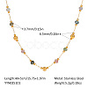 Colorful Natural Stone Faceted Rondelle & Stainless Steel Handmade Link Chain Necklaces ZX3080-3-1
