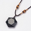 Natural Obsidian Pendant Necklaces NJEW-P157-08-2