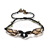 Natural Yellow Quartz & Peridot & Synthetic Hematite Nuggets Braided Bead Bracelet BJEW-B073-01C-2