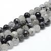 Natural Black Rutilated Quartz Beads Strands G-R447-8mm-03-1
