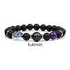 Natural Dyed & Heated Black Agate Stretch Bracelets PW-WG62314-04-1