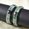 Square Natural Fluorite Beads Stretch Bracelets for Women Men BJEW-C097-06L-3
