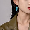 Synthetic Turquoise Bullet Dangle Stud Earrings EJEW-PH01406-02-4