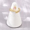 Flower Brass Micro Pave Cubic Zirconia Cuff Open Rings for Women CU-CBA0A21-06B-G-2