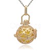 Golden Tone Brass Hollow Round Cage Pendants KK-J216-10G-1