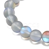 Synthetic Moonstone Round Beaded Stretch Bracelet with Rhinestone BJEW-JB07875-6