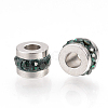 201 Stainless Steel Polymer Clay Rhinestone Inlaid Beads RB-YWC0001-02B-1