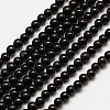 Natural Black Onyx Round Bead Strands X-G-A130-3mm-K04-1
