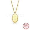 925 Sterling Silver Letter Initial Oval Pendant Necklaces for Women EL6437-5-1