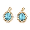 Synthetic Turquoise Oval Pendants KK-U043-44G-C-1