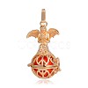 Golden Plated Brass Hollow Round Cage Pendants KK-J251-02G-1