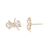Brass Micro Pave Clear Cubic Zirconia Stud Earring Findings KK-T062-246G-4