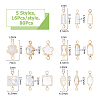 80Pcs 5 Styles Alloy Pave Clear Cubic Zirconia Connector Charms FIND-HS0001-D-2