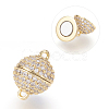 Brass Micro Pave Cubic Zirconia Magnetic Clasps with Loops ZIRC-E120-05G-12mm-NR-1